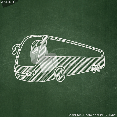 Image of Vacation concept: Bus on chalkboard background
