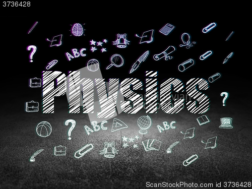 Image of Learning concept: Physics in grunge dark room
