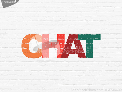 Image of Web development concept: Chat on wall background