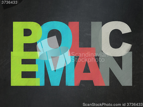 Image of Law concept: Policeman on School Board background