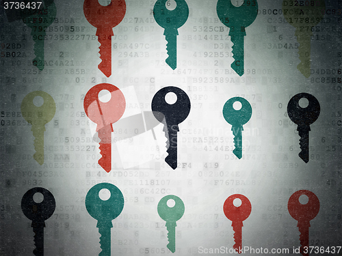 Image of Safety concept: Key icons on Digital Paper background