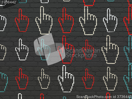 Image of Marketing concept: Mouse Cursor icons on wall background