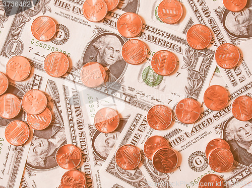 Image of  Dollar coins and notes vintage