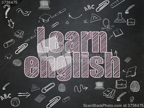 Image of Studying concept: Learn English on School Board background