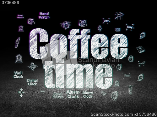 Image of Timeline concept: Coffee Time in grunge dark room