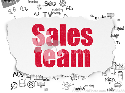 Image of Advertising concept: Sales Team on Torn Paper background