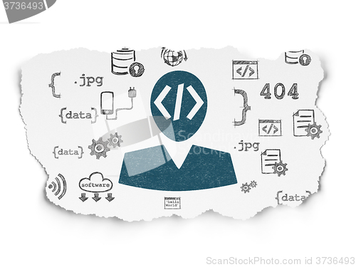 Image of Programming concept: Programmer on Torn Paper background