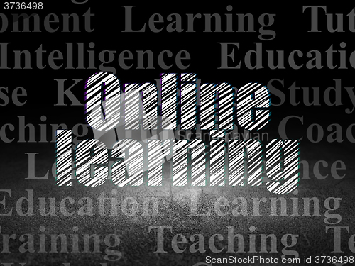 Image of Studying concept: Online Learning in grunge dark room
