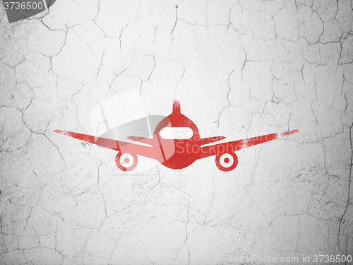 Image of Travel concept: Aircraft on wall background