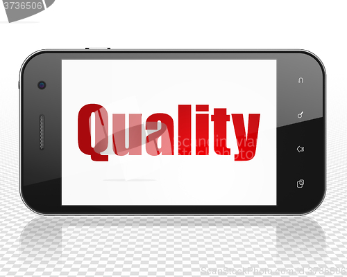 Image of Advertising concept: Smartphone with Quality on display