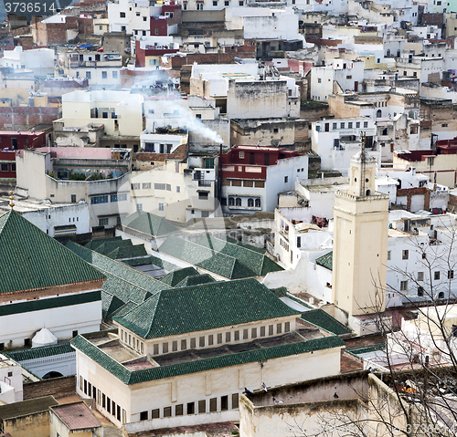 Image of constructions from high in the       village    morocco africa f