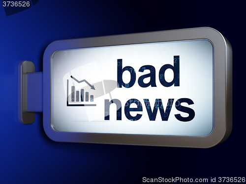 Image of News concept: Bad News and Decline Graph on billboard background