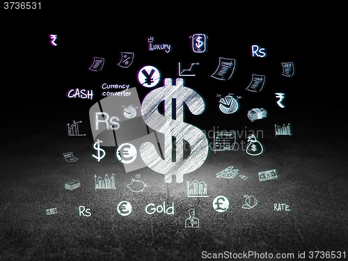 Image of Currency concept: Dollar in grunge dark room