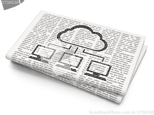 Image of Cloud computing concept: Cloud Network on Newspaper background