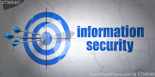 Image of Security concept: target and Information Security on wall background