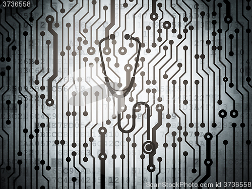 Image of Healthcare concept: circuit board with Stethoscope