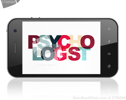 Image of Health concept: Smartphone with Psychologist on  display