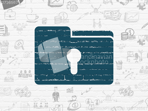 Image of Business concept: Folder With Keyhole on wall background