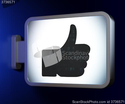 Image of Social media concept: Thumb Up on billboard background