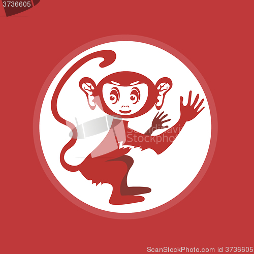 Image of Red Monkey Icon. Symbol of New  Year
