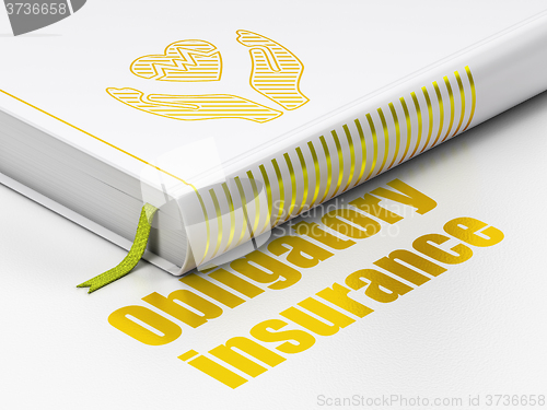 Image of Insurance concept: book Heart And Palm, Obligatory Insurance on white background