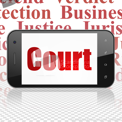 Image of Law concept: Smartphone with Court on display