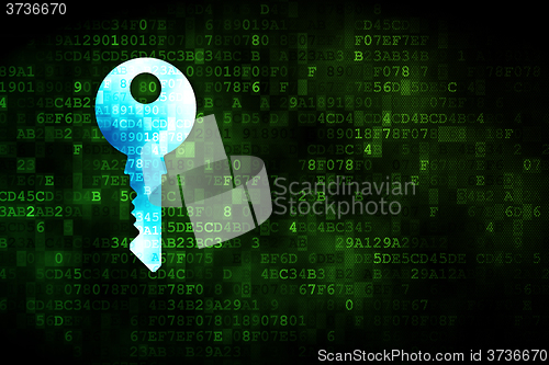 Image of Protection concept: Key on digital background