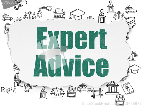 Image of Law concept: Expert Advice on Torn Paper background