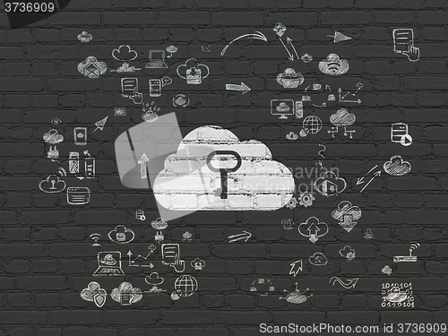 Image of Cloud computing concept: Cloud With Key on wall background