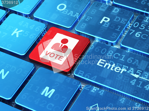 Image of Politics concept: Ballot on computer keyboard background