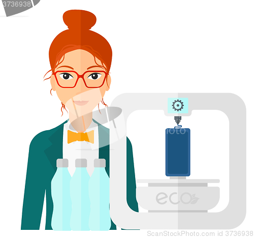 Image of Woman with three D printer.