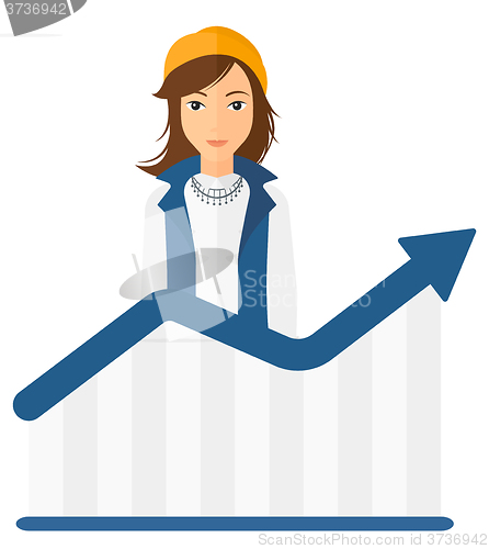 Image of Woman with growing chart.