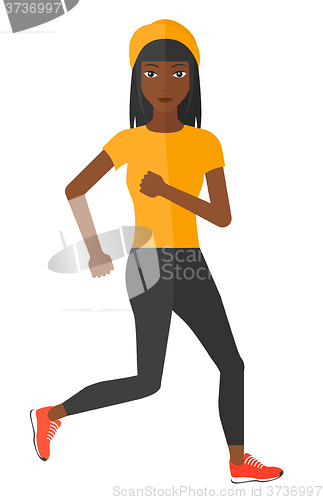 Image of Sportive woman jogging.