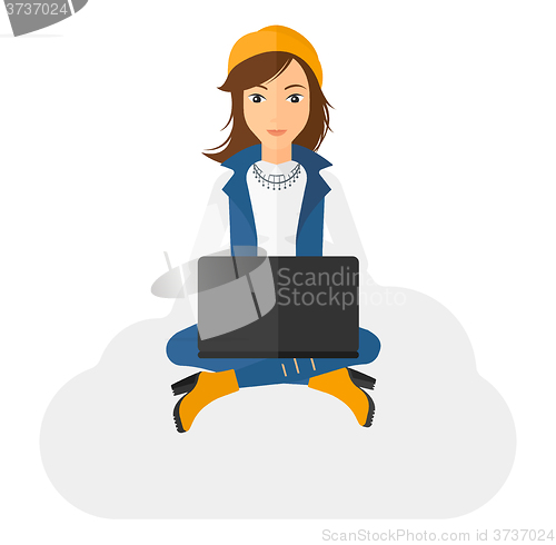 Image of Woman sitting with laptop.
