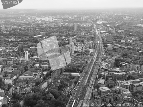 Image of Black and white Aerial view of London