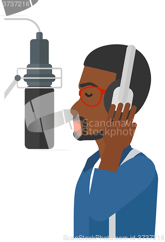 Image of Singer making record. 
