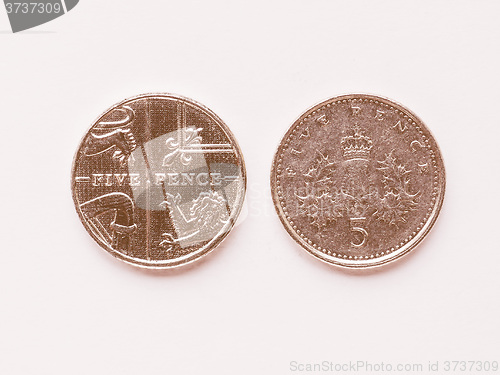 Image of  UK 5 pence coin vintage