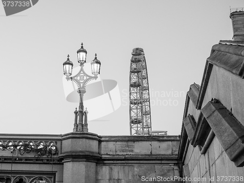 Image of Black and white London Eye in London
