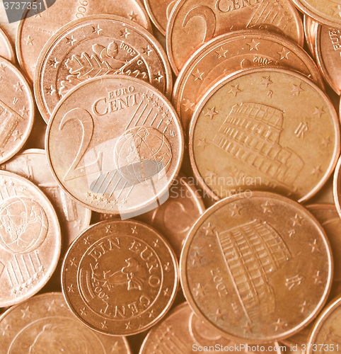 Image of  Euro coins background vintage