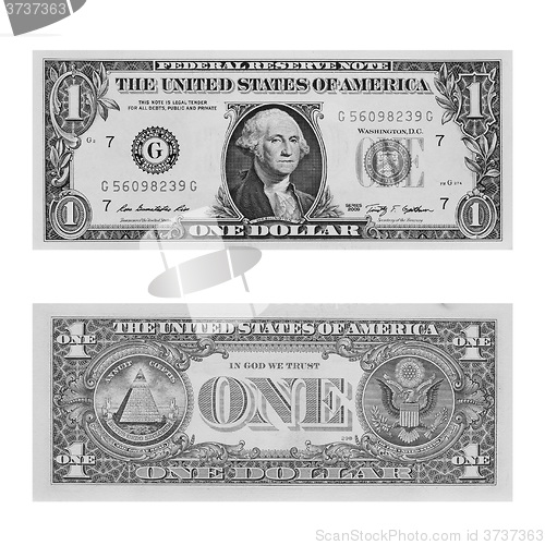 Image of Black and white Dollar note 1 Dollar