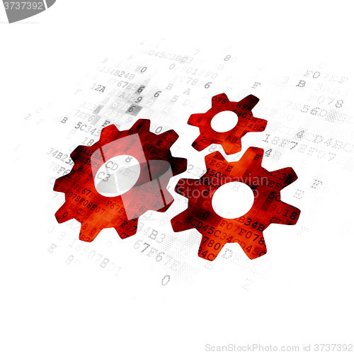 Image of Information concept: Gears on Digital background