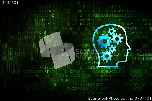 Image of Marketing concept: Head With Gears on digital background