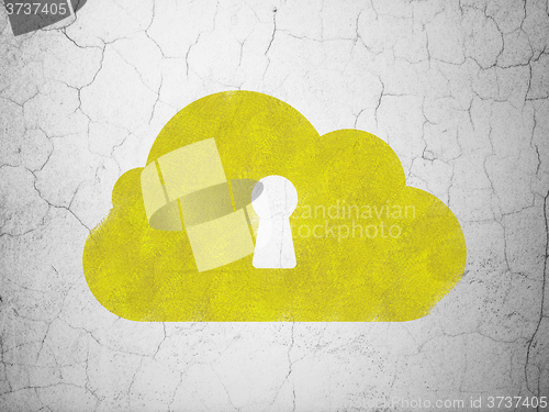 Image of Cloud computing concept: Cloud With Keyhole on wall background
