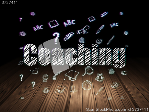 Image of Learning concept: Coaching in grunge dark room