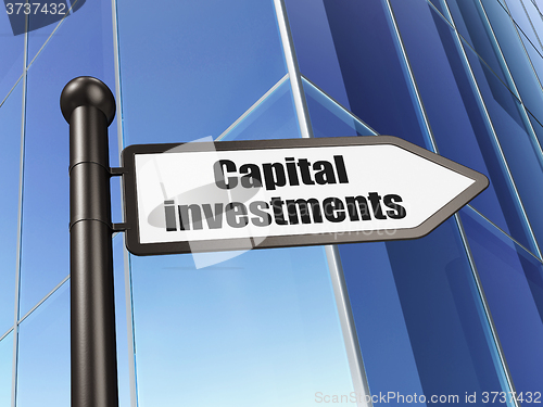 Image of Currency concept: sign Capital Investments on Building background