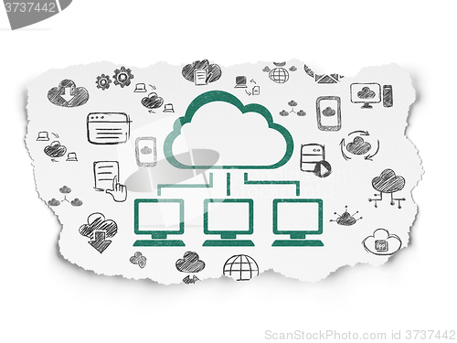 Image of Cloud computing concept: Cloud Network on Torn Paper background