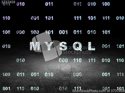 Image of Database concept: MySQL in grunge dark room