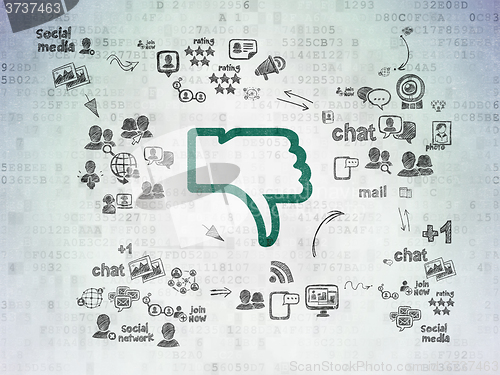 Image of Social network concept: Thumb Down on Digital Paper background