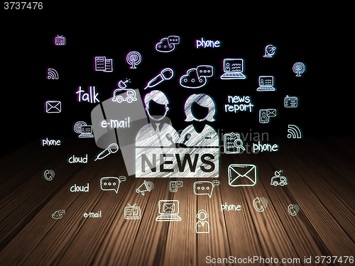 Image of News concept: Anchorman in grunge dark room