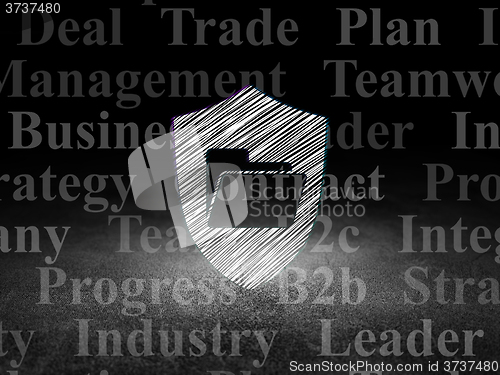 Image of Finance concept: Folder With Shield in grunge dark room